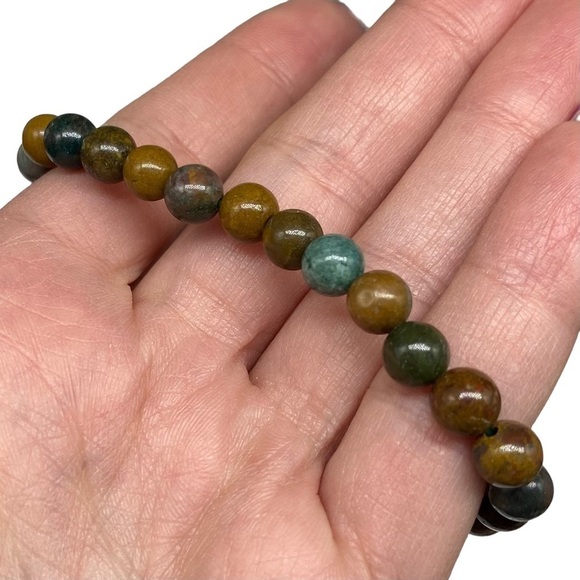 6mm Ocean Jasper Stretch Bracelet Beads Beaded Crystal Stone Gemstone Boho - Picture 4 of 5